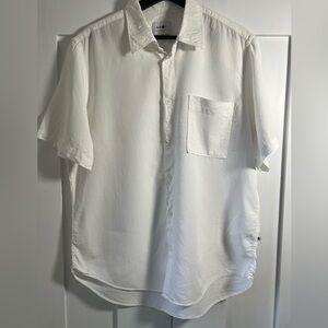 NN07 No Nationality White Short Sleeve Button-Down Shirt XL Linen Lyocell